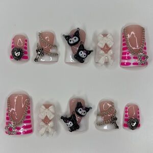 Pink punk kuromi nail set